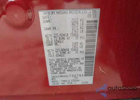 2016 Nissan Rogue Sl z USA, uszkodzony, nr VIN 5N1AT2MV1GC734793